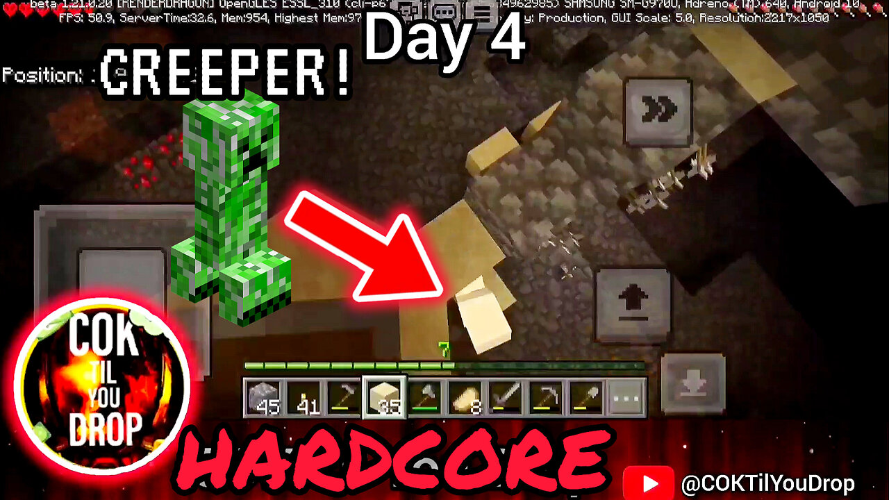 Part Of Days On Official Bedrock Hardcore Minecraft On A Mobile