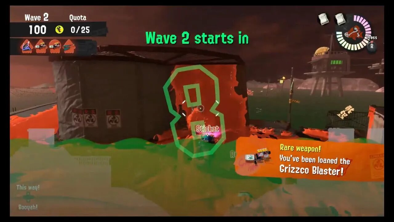 Splatoon 3 Salmon Run Next Wave Grizzco Blaster On Sockeye Station