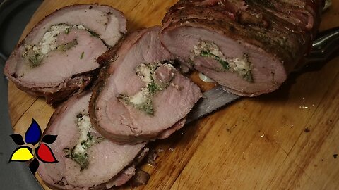 Bacon Wrapped Pork Loin Stuffed with Feta and Sage