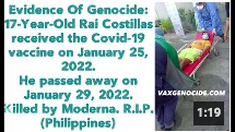 Evidence Of Genocide: 17-Year-Old Rai Costillas received the Covid-19 vaccine on January 25, 2022