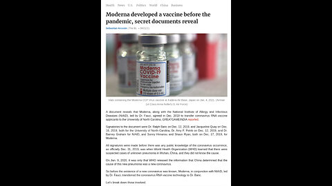 Moderna had Covid Vaccine ready in 2019