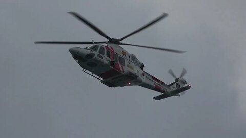 Rescue Helicopter Flying over La Linea Spain