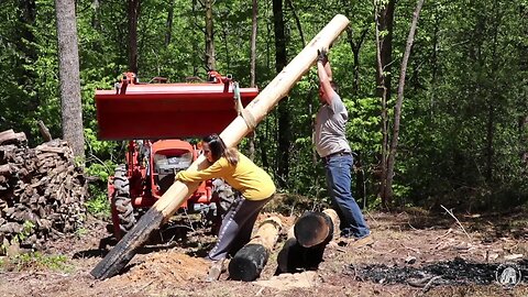 S2 EP6 | WOODWORK | MOVING LOGS FOR SIDING | SETTING POSTS FOR FOREST KITCHEN