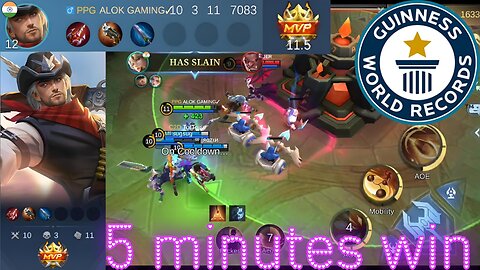 Fastest win in brawl match | Only in 5 minutes | MLBB || ALOK GAMING