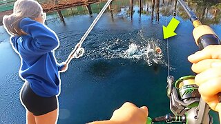 GIRLFRIEND Catches BIGGEST Bass Of Her Life! (Florida Golf Course Fishing)