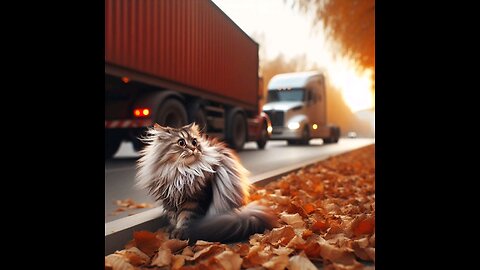 A cat invents the sound of a truck