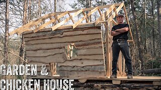 OFF GRID GARDEN & CHICKEN HOUSE | PLANTING, COOKING & SIDING FOR THE CHICKENS