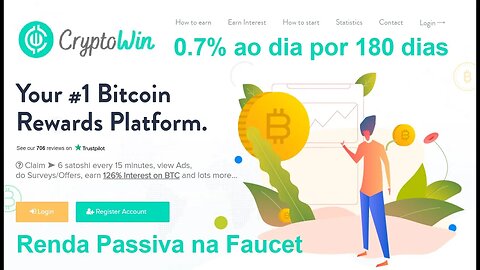 💥Faucet CryptoWyn💥Rendimentos Passivos de 0.7% ao dia💥