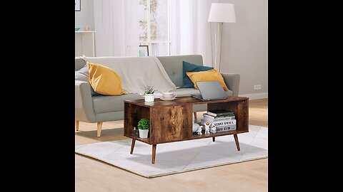 STELOD Brown Rectangle Coffee Table Industrial Coffe Tables for Living Room Small Spaces, 39 in...