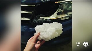 Video shows ice chunk flying toward vehicle; another victim speaks