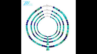 Natural turquoise roundle beads and smooth beads Sodalite Gemstone Necklace
