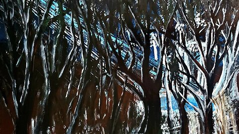 "Moon Spotlight" Acrylic painting moonlight in the forest. Support O.U.R. at ArtForOUR.org