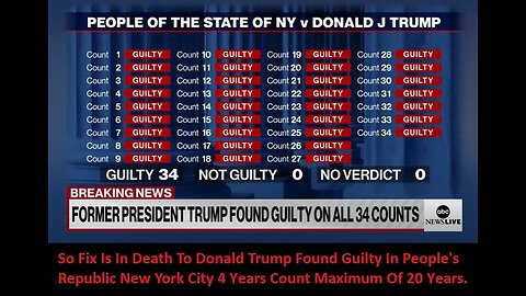The Fix Is In Death To Donald Trump Found Guilty In People's Republic New York City