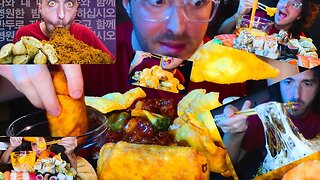 ASMR Eating Asian Comfort Foods ( Dumplings Noodles Sushi Egg Rolls ) 2 HOURS MUKBANG