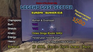 Destiny 2 Legend Lost Sector: Europa - Bunker E15 on my Hunter 2-3-23