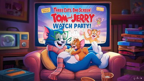 "Howl-larious Hijinks: Three Feline Friends Tune in to Tom and Jerry!"