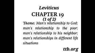 Leviticus Chapter 19 (Bible Study) (1 of 2)