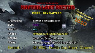 Destiny 2 Master Lost Sector: Moon - K1 Revelation on my Hunter 2-1-23