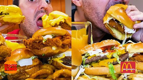 CHEESY McDonalds VS Burger King ! * extreme ASMR mukbang *