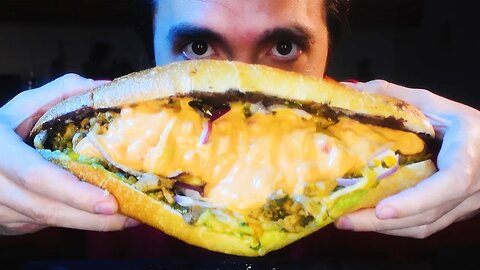 SPICY CHEESE SAUCE GHOST PEPPER CHICKEN MEXICAN SANDWICH !!! * ASMR NO TALKING * | NOMNOMSAMMIEBOY