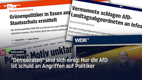 "Demokraten" sind sich einig: Nur die AfD ist schuld an Angriffen auf Politiker