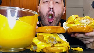 CHEESE SAUCE ASMR | TRIPLE FISH CHEESE BURGER | MUKBANG