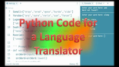 Python Code for a multi Language Translator