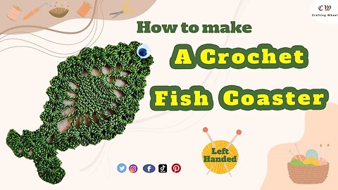 How to make a crochet fish coaster ( Left Handed )