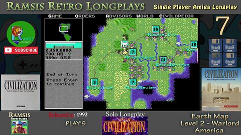 Sid Meier's Civilization | 1992 | Amiga | Warlord | EARTH | America - Episode #7 | Longplay