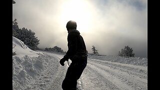 My Route 01 - Riding a Snowboarding Snow-Covered road - 4K