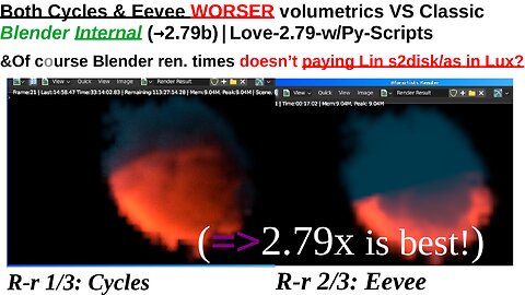 Both Cycles & Eevee WORSER volumetrics VS Classic Blender Internal (→2.79b)|Love-2.79-w/Py-Scripts