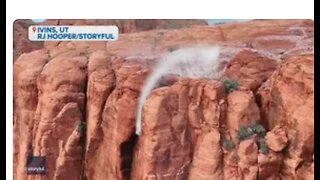 FRIDAY FUNNY - A RARE PHENOMENON - A REVERSE WATERFALL WAS FILMED BY A DRONE IN SW UTAH