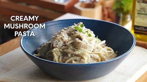 Creamy Mushroom Spaghetti with Truffle Oil | Vegan Creamy Mushroom Pasta | Vegan Filipino Food