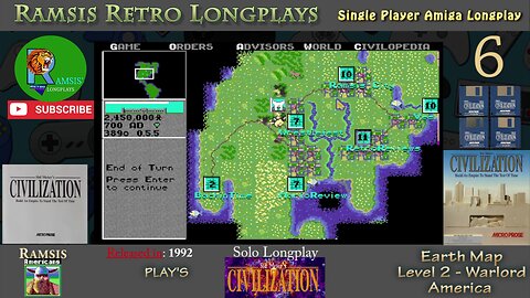 Sid Meier's Civilization | 1992 | Amiga | Warlord | EARTH | America - Episode #6 | Longplay