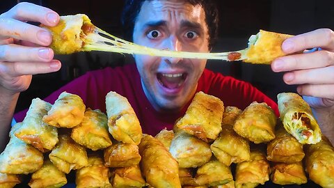 STRETCHY CHEESE PIZZA EGG ROLLS ! * MESSY ASMR NO TALKING * | NOMNOMSAMMIEBOY