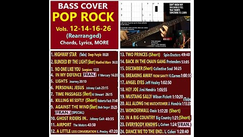Bass cover POP ROCK 12-14-16-26 (Rearranged) __ Chords, Lyrics, MORE