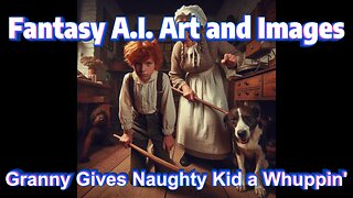 FANTASY A.I. ART & IMAGES: Granny Gives Naughty Kid a Whuppin'.