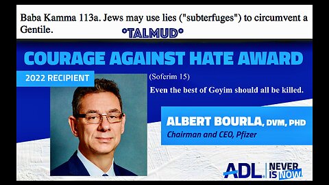 ADL Awards Pfizer CEO Albert Bourla For Using Lies And Bioweapons Disguised As Vaccines To Kill Goy