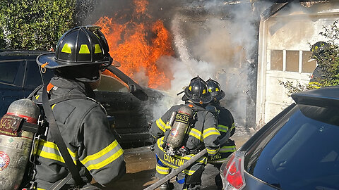 Mutual Aid to Malverne for a Vehicle & Garage Fire