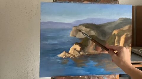 Oil painting DEMO & Sharing my painting process of the 2nd layer of this Greek island seascape