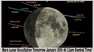 Mars Lunar Occultation Tomorrow January 30th At 11pm Central Time!