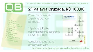 Chamada da 2º #Palavra #Cruzada - 30/01/2023 - Seja o primeiro a resolver e leve 0.0635 #BNB