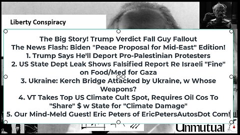 Liberty Conspiracy LIVE 5-31-24! Trump Fallout, Biden Peace Plan for Gaza? Guest Eric Peters!