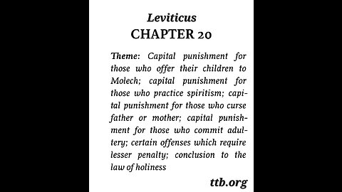 Leviticus Chapter 20 (Bible Study)