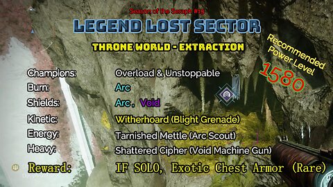 Destiny 2 Legend Lost Sector: Throne World - Extraction on my Hunter 2-7-23