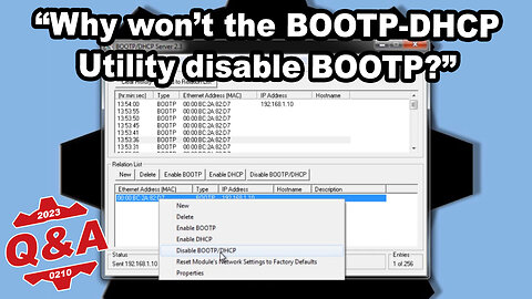Q & A: Why won't the BOOTP-DHCP Utility disable BOOTP?