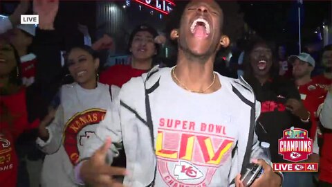 Celebration breaks out in Power&Light District after Chiefs victory in Super Bowl