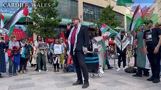 Students Rise Up - March for Palestine. Central Library, Cardiff Wales