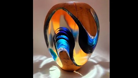 "Ocean" making a wood and resin vase/bowl, molding process and turning on the lathe. Quilling type.