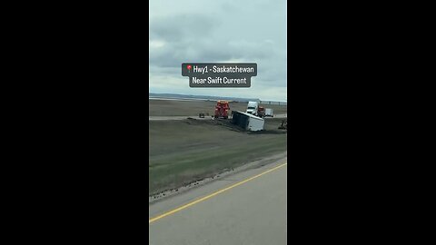 Truck Rollover On Highway 1 Saskatchewan